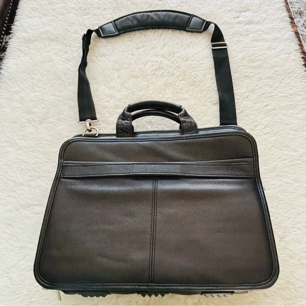 CODI Sophisticated Genuine Black Leather Briefcase/Laptop Unisex Bag 14”x11””x5”